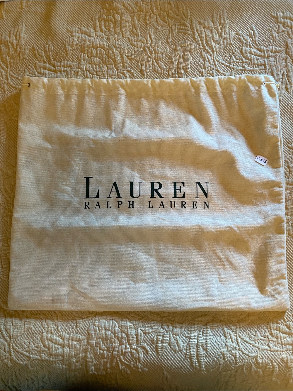 Lauren Ralph Lauren Cream Canvas Dust Bag with Black Logo - Picture 1 of 1